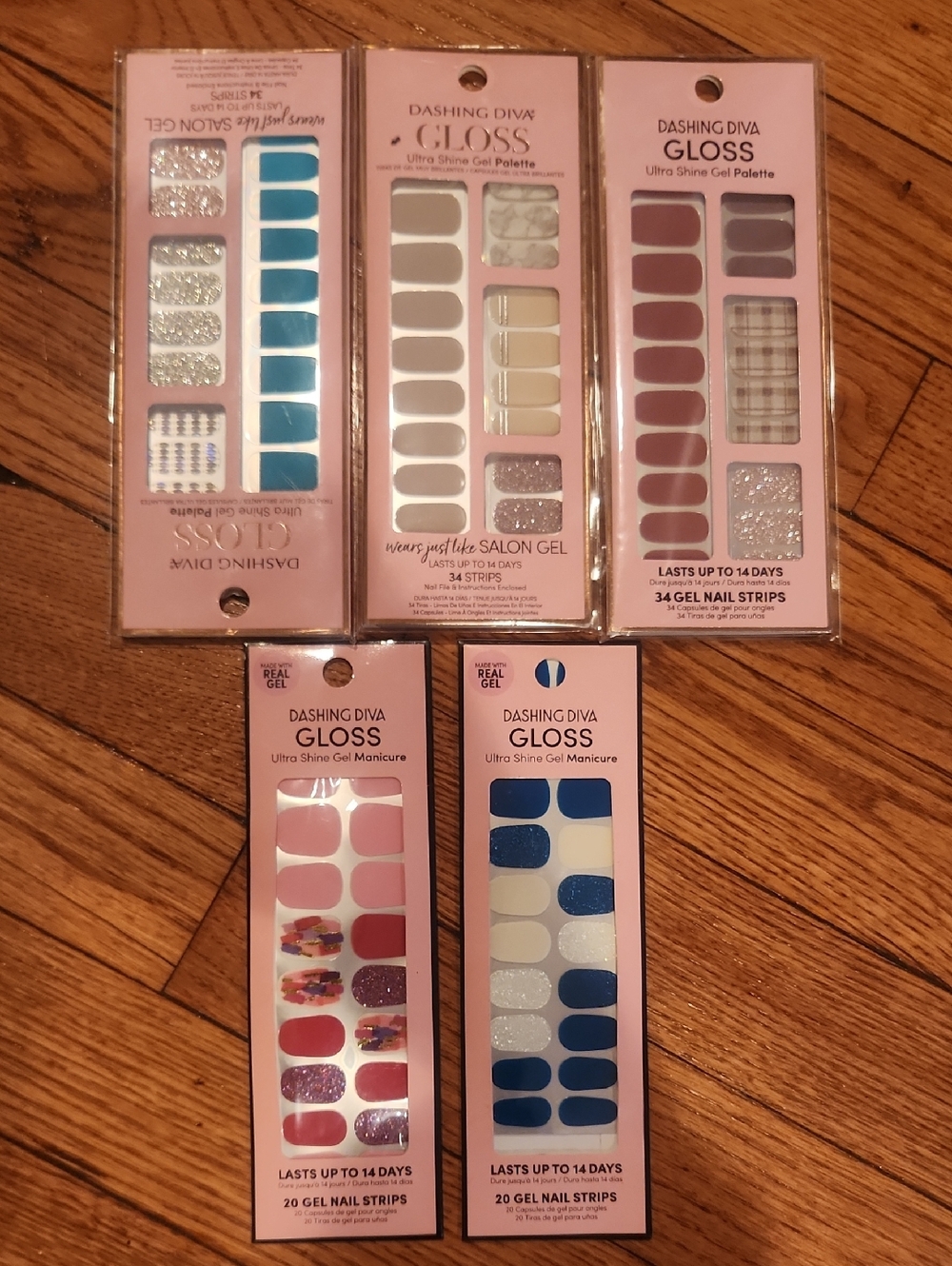 Dashing Diva Gloss Gel Nail Strips — Blue, Teal, Pink, Mauve & Neutrals